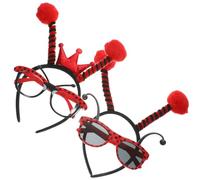 Veemoon Serrage-tête et Lunettes Ladybug pour Cheveux de Filles, Accessoire de Déguisement Cosplay 1 Set, Coiffe de Fête Rouge à Pois Noirs, Bandeau de Fête pour Carnaval et Halloween