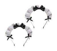 Veemoon Serrage-tête Lot de 2 Pièces en Tissu Noir Nœud Papillon et Dentelle, Confortable et Léger Lors de Noël et Nouvel An pour Décoration Cheveux