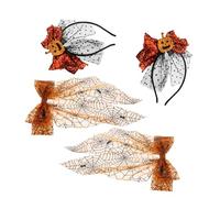 Veemoon Serre-tête Citrouille Maille pour Halloween Pinces à Cheveux Nœud Tulle Accessoire de Cheveux Festif pour Déguisement