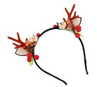 Veemoon Serre-tête de Noël avec Oreilles de Cerf de Renne Fausses Pommes de Pin et Baies Accessoire pour Cheveux de Noël