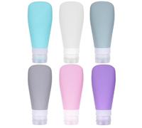 Veemoon Set de 6 Flacons de Voyage en Silicone 90ml, Bouteilles Cosmétiques Légères et Étanches, pour Contenants de Toilette en Déplacement