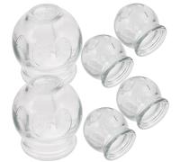 Veemoon Set de 6 Ventouses en Verre pour Cupping Therapy Effet d'Aspiration Massage Musculaire et Circulation Sanguine Utilisation Simple la Maison
