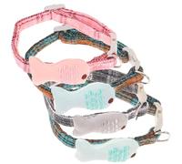 Veemoon Set de Colliers pour Chat Couleur Aléatoire Lot de 4 en Coton à Motif Treillis et Forme Poisson, Réglables, Pratiques et Adorables, pour Accompagner Tenues de