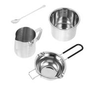 Veemoon Set de Pot à Fondre Beurre Acier Inoxydable avec Poignée Silicone Anti-brûlure Marmite Renforcée Cuillère Épaisse Doseur pour Cuisine Maison et Artisanat Bougie