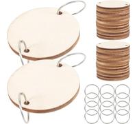 Veemoon Set de Tranches de Bois Rondes Faciles à Assembler Lot de 50 avec 50 Crochets Accessoires en Bois Naturel pour Calendrier de Rappel D'anniversaire pour Décoration