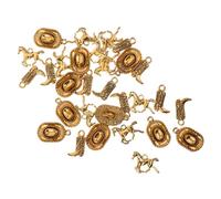 Veemoon Set Pendentifs Chapeau Cow-boy et Cheval Dorés Breloques Western pour Fabrication de Bijoux Porte-clés et Décoration Thématique Cowgirl