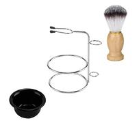 Veemoon Set Rasage Homme Brosse à Barbe Poils Naturels Avec Bol Inox Mousse Dense Support Pratique Pour Confort Et Entretien Quotidien