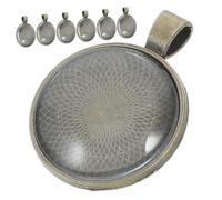 Veemoon Set Supports de Pendentifs Ronds Argenté avec Cabochons Verre Plateau à Bordure pour Bijoux DIY Cadre Décoratif pour Pendentifs Bracelets et Artisanales