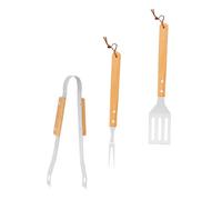 Veemoon Set Ustensiles Barbecue Portables Acier Inoxydable avec Manche Chêne et Pochette Oxford Outils Résistants Chaleur pour Barbecue Extérieur