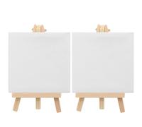 Veemoon Sets de Mini Chevalets en Bois Support Triangulaire Délicat Lot de 2 Toiles Blanches Multifonctions pour Peinture pour Amateurs de Peinture à L'huile