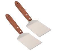 Veemoon Spatule Inox avec Manche Bois Ergonomique pour Steak Pizza et Barbecue Large Pelle Pratique pour Teppanyaki et Plancha Outil de Cuisine Résistant et Polyvalent