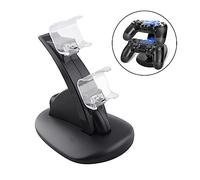 Veemoon Station de Recharge pour Manette de Jeu Double USB, Support Chargeur pour Manette Pro Slim, Charge Rapide Sécurisée Indicateur LED, Compatible Gaming, Noir Compact