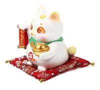 Veemoon Statue Chat Fortune Résine Décor de Bureau Chinois Figurine Cartoon Stable Ornement Feng Shui pour Maison et Bureau Symbole de Prospérité