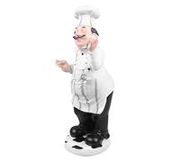 Veemoon Statue de Chef en Résine Style Européen Blanc pour Bistro et Maison | Ornement de Table au Look Cartoon, Tient Bien Debout, pour Amis et Familles