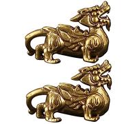Veemoon Statue Feng Shui Pi Yao en Laiton - 2 Pièces Figurines Décoratives De Chance Et De Richesse pour Maison Et Bureau - Sculptures Élégantes en Ornement Antique