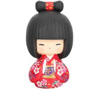 Veemoon Statue Miniature De PoupéE Kimono PoupéE Kokeshi Japonaise Kimono De Dessin Animé DéCoration De Table Japonaise en RéSine Cadeau De Statue Artisanale Traditionnelle