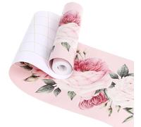 Veemoon Sticker Mural Imperméable Autocollant à Motif Floral, Frise Adhésive en Pvc 15 X 300 Cm, Décoration Murale pour Salle de Bain, la Cuisine et Salon, Ruban Décoratif Étanche