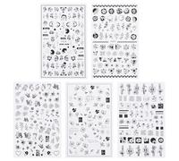 Veemoon Stickers pour Ongles Fleuris Noir et Blanc 10 Feuilles Décorations Nail Art Fête Quotidien Voyage