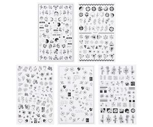 Veemoon Stickers pour Ongles Fleuris Noir et Blanc 10 Feuilles Décorations Nail Art Fête Quotidien Voyage