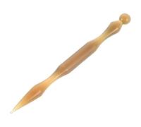 Veemoon Stylo D'acupuncture Auriculaire en Corne de Bœuf Naturel, Double Tête Multifonction pour Massage des Points de Pression, Appareil D'auto-massage Portable pour Bien-relaxation