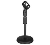 Veemoon Support de Microphone de Bureau Noir Réglable, Modèle 02, | Pince pour Micro 25-35mm, Hauteur 260-360mm, Stable et Orientable, pour Chat et Discours