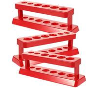Veemoon Support de Tubes à Essai en Plastique Rouge 6 Trous, Lot de 3 Pièces, Étagère de Rangement Pédagogique pour Laboratoire Scolaire, Organiseur Compact et Pratique pour Tubes