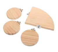 Veemoon Support pour Cage à Oiseaux en Bois 4 Pièces Perchoir Décoratif et Sécurisé pour Souris et Perroquets, Plateforme Ronde et D'éventail pour Habitat Petit Animal