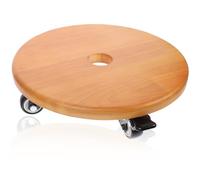 Veemoon Support pour Pot de Fleurs en Bois Massif avec roulettes Universelles TPE 28 Cm Orange, Chariot Mobile pour Plantes Intérieur et Extérieur, Plateau de Transport pour Jardin