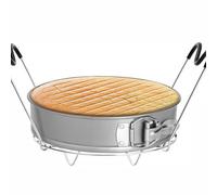 Veemoon Support Vapeur Portable 304 Acier Inoxydable Poignées en Silicone Anti-Brûlure 19X165 CM Étagère à Vapeur Domestique Grille de Cuisson Adaptée Casseroles et Assiettes