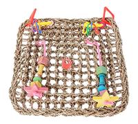 Veemoon Suspendu pour Perroquet en Herbe de Mer Tissée, Tapis Hamac 18x18 Cm, Accessoire pour Oiseaux à Mâcher, Adapté aux Petites Cages et Perruches, Interactif Solide sans Danger