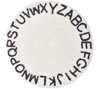 Veemoon Tapis Rond Antidérapant Garçon et Filles 120 Cm Motif Lettres Alphabétiques Blanc Tapis D’éveil Créatif et Décoratif pour Chambre Bébé de Sol Doux