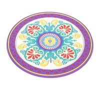 Veemoon Tapis Rond pour Bol Chantant Religieux, Coussinet Arrondi Brodé, Grosse Taille Motif Fleur sur Fond Blanc, Accessoire de Contemplation Bouddhiste, Antidérapant et Léger, Thérapie