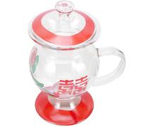 Veemoon Tasse à Café en Verre Vintage Multifonction Couvercle Mug à Eau à L'Ancienne 350 Ml Récipient Original pour Thé Lait et Jus Usage Ménager et Présent Unique