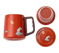 Veemoon Tasse à Infusion en Porcelaine avec Filtre Intégré et Couvercle Couleur Grenat 1 Pièce Mug à Thé Chaud pour Bureau et Maison Compatible Boissons Chaudes Design Pratique et