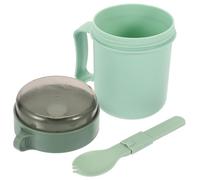 Veemoon Tasse Yaourt Joint Avec Couvercle, 2 En 1 Tasse à CéRéAles Emporter Pot Muesli Micro-Ondes RéUtilisable De 500 Ml Mug à Soupe - SéParation SèChe Et Humide - Avec PoignéEs Et CuillèRe