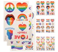 Veemoon Tatouages Temporaires Arc-en-Ciel Lgbt Autocollants de Tatouages pour Garçon et Filles et Adultes 9 Pièces Décorations pour Fête Fierté Facile à Appliquer