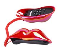 Veemoon Téléphone Filaire à Lèvres Rouges Original - Modèle Compact en Plastique - Décoration Intérieure Créative - Accessoire Décoratif pour Maison et Bureau - Ornement Table Rouge