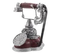 Veemoon Téléphone Fixe Vintage Décoratif en Résine Rouge Ornement Artisanal Rétro pour Décoration D’Étagère Salon et Bureau Modèle de Téléphone de Maison Nostalgique à Cadran Rotatif