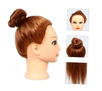 Veemoon Tête De Mannequin D’entraînement En Cheveux Synthétiques Couleur Brun Doré Avec Support Pratique Pour Coiffure Tressage Et Extensions Professionnelles