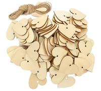 Veemoon Tranches de Bois Brut de Cœur 4 CM Lot de 100 sets de Pièces pour Bricolage DIY Décoration Mariage et Fête 2 Cordes en Jute de 10 M Ornements Artisanat Créatifs Naturels