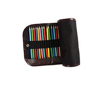 Veemoon Trousse à Crayons Enroulable Toile Noir avec Emplacements pour Crayons de Couleur Rangement Pratique Compact pour Artistes Étudiants