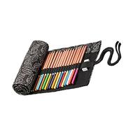 Veemoon Trousse à Crayons Toile avec Fentes Sac de Rangement Enroulable pour Crayons de Couleur Pratique et Élégant pour Voyage et Dessin
