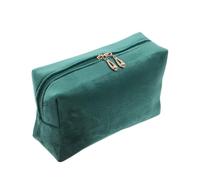 Veemoon Trousse de Maquillage Spacieuse en Velours Vert Grosse Taille Fermeture Éclair Invisible, Paquet de Toilette Portable pour Femme, Organisateur Cosmétique de Voyage Élégant
