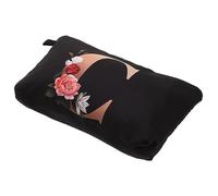 Veemoon Trousse de Toilette Zippée Noire Imprimé Doré, Format Compact, Paquet de Maquillage Portable, pour Femmes Voyageuses, Sport et Voyage