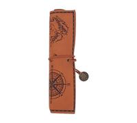 Veemoon Trousse Stylo Rétro Capacité Cuir Synthétique Mat Mat et Rugueux Étui Crayon Enroulable Vintage Style Carte pour Écrivains Étudiants et Voyage
