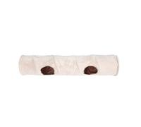 Veemoon Tunnel pour Chat Intérieur Beige en Tissu Lavable avec Balle de Jeu et 2 Ouvertures - Tunnel Droit Multifonction pour Petits Animaux, Cachette Interactive pour Exploration et