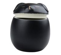 Veemoon Urne Funéraire en Céramique pour Animaux de Compagnie - Petite Urne Noire 500 ML Motif Chien, Boîte Scellée Résistante à l'usure, pour Conserver Cendres Chien et Chat, Souvenir