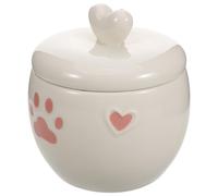 Veemoon Urne Funéraire pour Animaux de Compagnie en Céramique 600 ML avec Empreintes de Pattes et Cœurs, Urne Compacte et Étanche pour Chiens et Chats, Coffret Souvenir Commémoratif