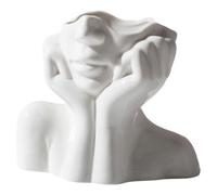 Veemoon Vase en Céramique Blanc Grand Format à Motif Corps Humain Vase Décoratif Original pour Fleurs Créatif pour Salon et Bureau Design Artistique