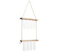 Veemoon Vase Hydroponique Mural en Verre Tubulaire Transparent avec Support en Bois Kit de Bouturage Suspendu pour Plantes D’Intérieur Décoration Murale Maison et Bureau Système de